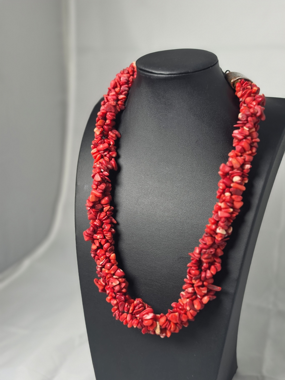 Red Coral Chip Statement Necklace - Unbranded